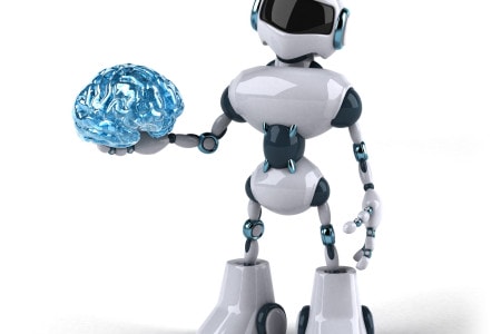 robot holding brain