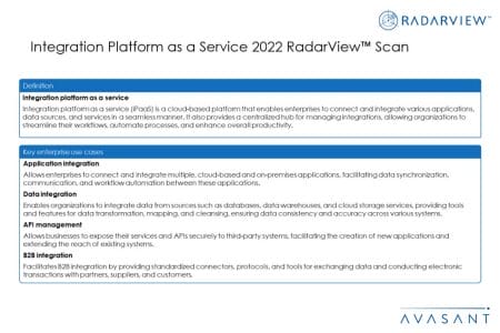 Slide3 - Integration Platform as a Service 2022 RadarView™ Scan